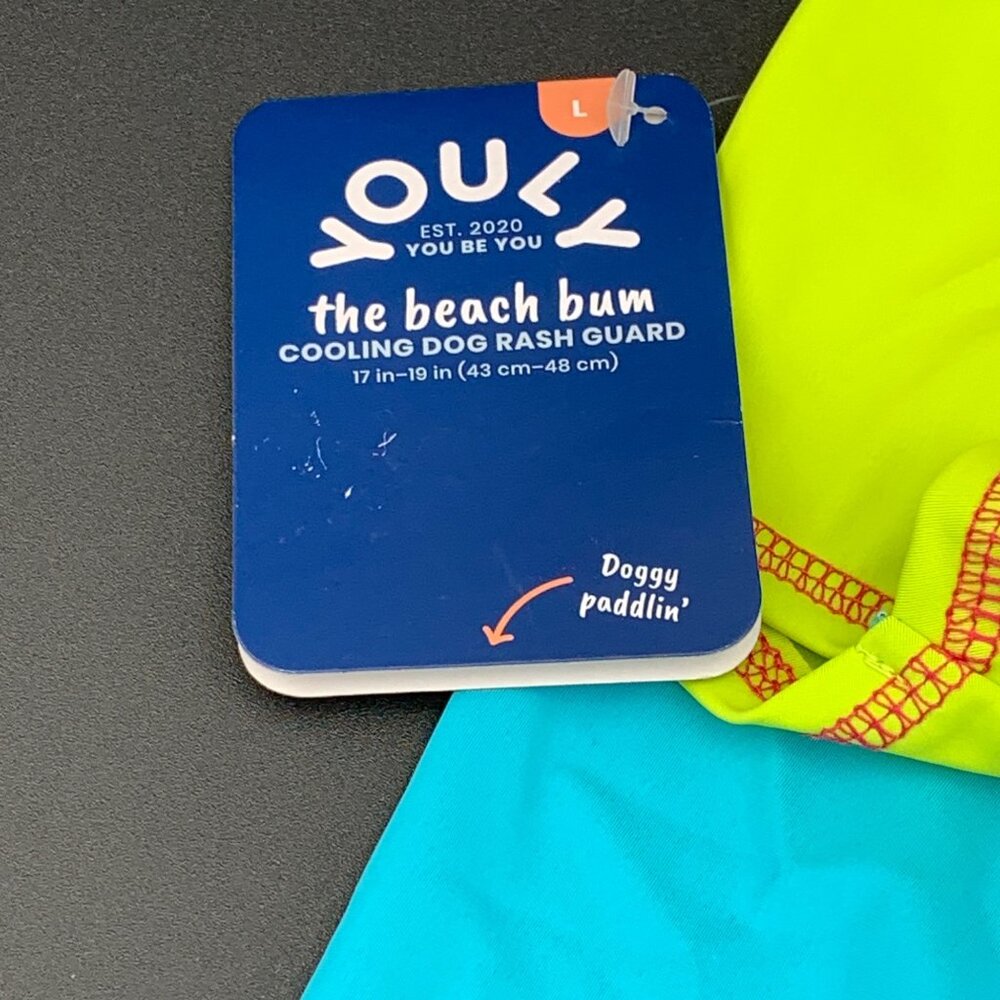 Youly Rash Guard Cooling Dog Pet The Beach Bum L 17-19 Inches Blue UPF 25+ - Picture 3 of 5